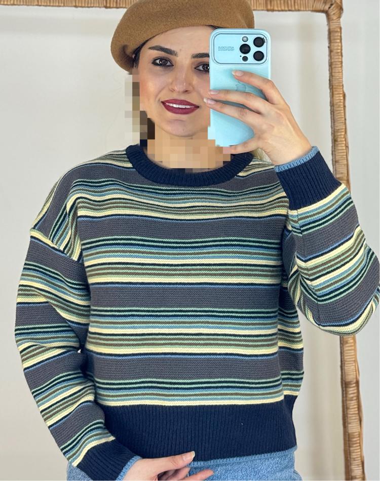 بافت راه راه سبزآبي