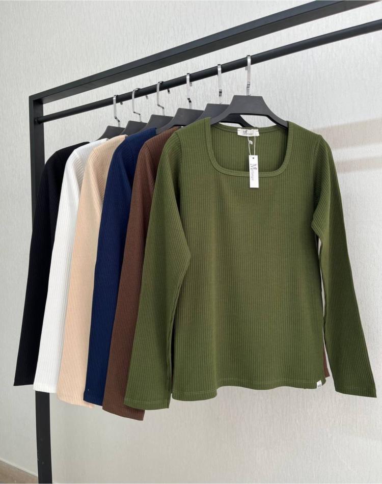 بلوز کبريتي يقه خشتي